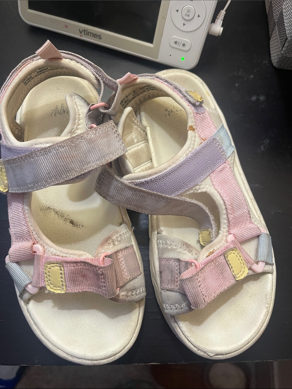 H&M Kids Pastel Pink & Purple Strap Sandals with Yellow Accents